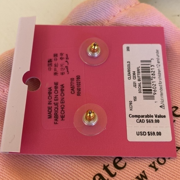 Kate Spade Social Butterfly gold statement cubic zirconia pierced earrings - Picture 7 of 13